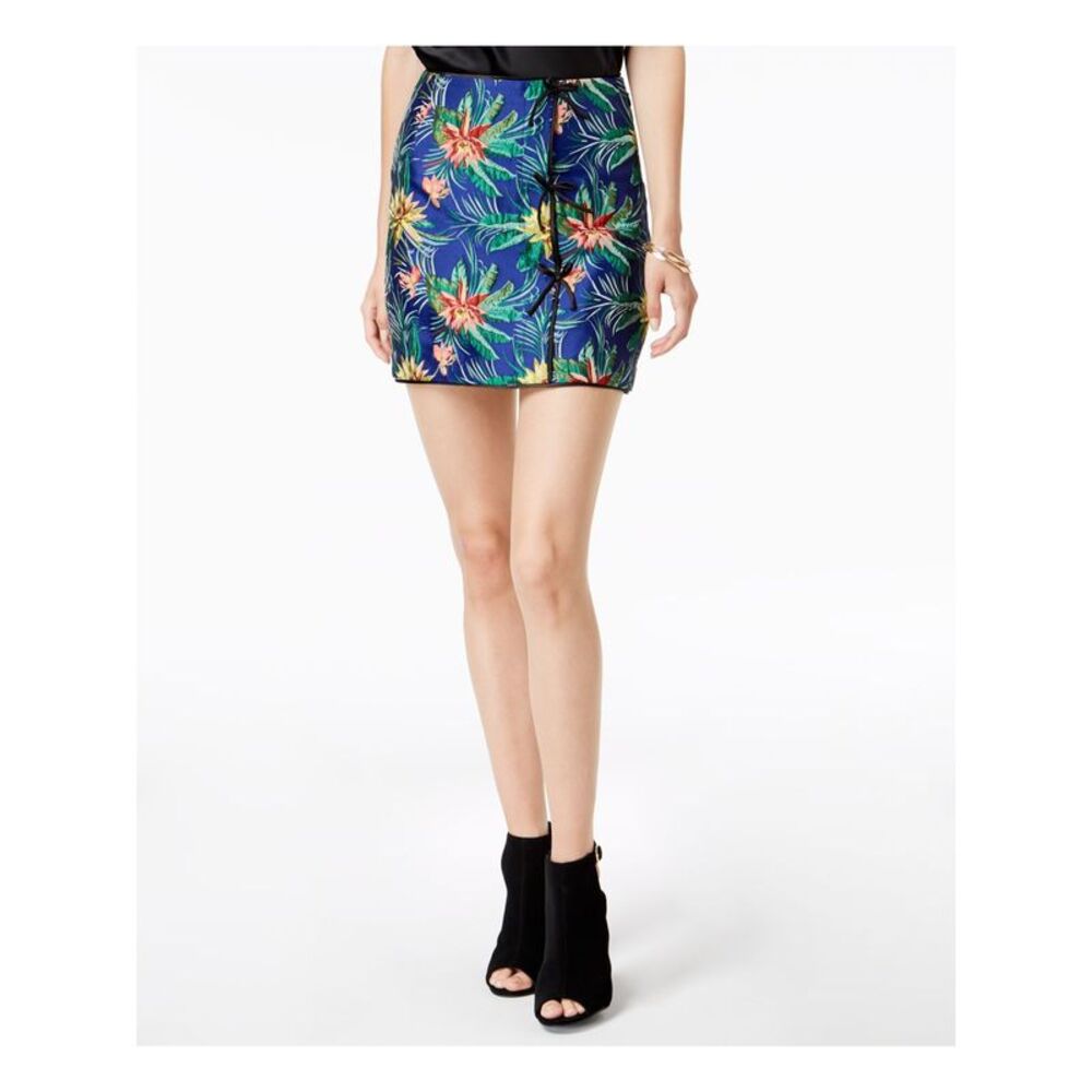 GUESS Womens Blue Floral Mini Skirt 2